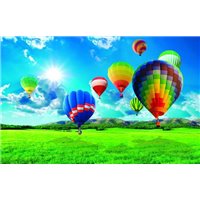 Разноцветные воздушные шары в облаках - Фотообои Техника и транспорт