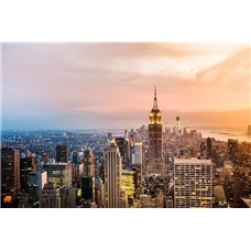 Картина на холсте по фото Модульные картины Печать портретов на холсте Рассвет над небоскрёбами Нью-Йорка - Фотообои Современный город|Манхэттен
