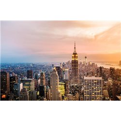 Рассвет над небоскрёбами Нью-Йорка - Фотообои Современный город|Манхэттен - Модульная картины, Репродукции, Декоративные панно, Декор стен