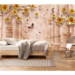 Колонны и розы - 3D фотообои|3D цветы
