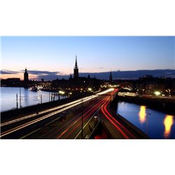 Ночь над мостом - Фотообои Современный город - Модульная картины, Репродукции, Декоративные панно, Декор стен
