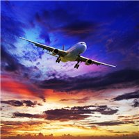 Самолёт на фоне заката - Фотообои Техника и транспорт|самолёты