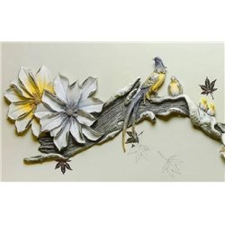Яркие птицы - 3D фотообои|3D цветы