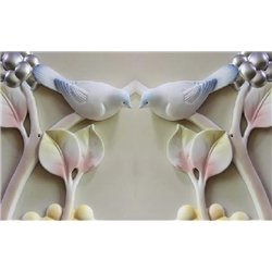 Птичий разговор - 3D фотообои|3D цветы