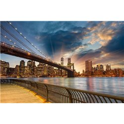 Закат в Нью-Йорке - Фотообои Современный город|Манхэттен - Модульная картины, Репродукции, Декоративные панно, Декор стен