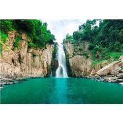 Водопад и озеро в горах - Фотообои водопады - Модульная картины, Репродукции, Декоративные панно, Декор стен