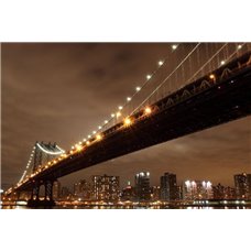 Картина на холсте по фото Модульные картины Печать портретов на холсте Бруклинский мост и вид на Нью-Йорк - Фотообои Современный город|Нью-Йорк