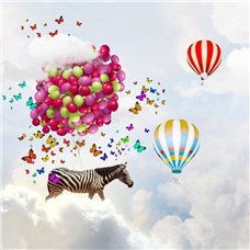 Картина на холсте по фото Модульные картины Печать портретов на холсте Полёт на воздушных шариках - Фотообои Креатив