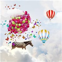 Портреты картины репродукции на заказ - Полёт на воздушных шариках - Фотообои Креатив