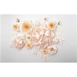 Персиковые цветы - 3D фотообои|3Д обои для зала