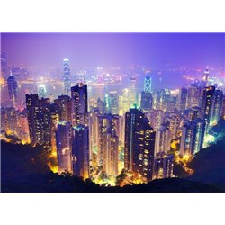Красивый вид на ночной Гонконг - Фотообои Современный город|Гонконг - Модульная картины, Репродукции, Декоративные панно, Декор стен