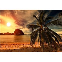 Оранжевый закат - Фотообои Море|пляж - Модульная картины, Репродукции, Декоративные панно, Декор стен