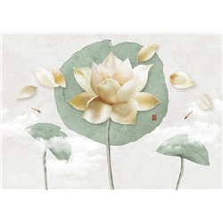 Кремовый лотос - 3D фотообои|3D цветы