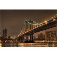 Портреты картины репродукции на заказ - Бруклинский мост ночью - Фотообои Современный город|Нью-Йорк