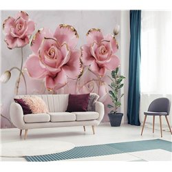 Блестящие объемные розы - 3D фотообои|3D цветы