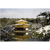 Пагода в зимнем лесу - Фотообои природа|озера