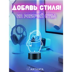 Детский ночник новогодний светодиодный Мишка в колпаке