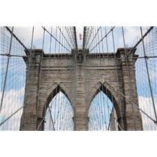 Картина на холсте по фото Модульные картины Печать портретов на холсте Бруклинский мост: вид на арку снизу - Фотообои Современный город|Нью-Йорк