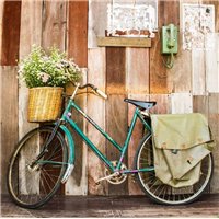 Портреты картины репродукции на заказ - Велосипед и корзина с цветами - Фотообои Креатив