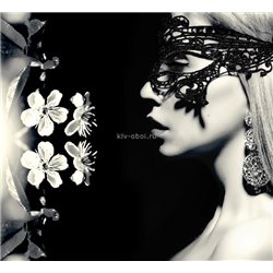 Девушка в маске - Черно-белые фотообои - Модульная картины, Репродукции, Декоративные панно, Декор стен