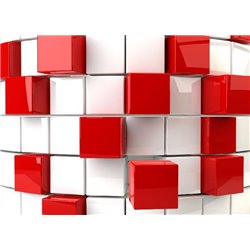 Красные и белые кубы - 3D фотообои|3D паттерн - Модульная картины, Репродукции, Декоративные панно, Декор стен