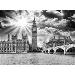 Мост через Темзу - Черно-белые фотообои - Модульная картины, Репродукции, Декоративные панно, Декор стен