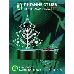 Новогодний ночник подарок на Новый год Елочка снежинки