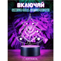 Новогодний ночник подарок на Новый год Елочка снежинки