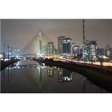 Картина на холсте по фото Модульные картины Печать портретов на холсте Мост Морумби - Фотообои Современный город|Ночной город