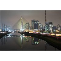 Портреты картины репродукции на заказ - Мост Морумби - Фотообои Современный город|Ночной город