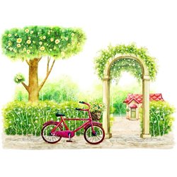 велосипед возле арки - Фотообои Иллюстрации - Модульная картины, Репродукции, Декоративные панно, Декор стен