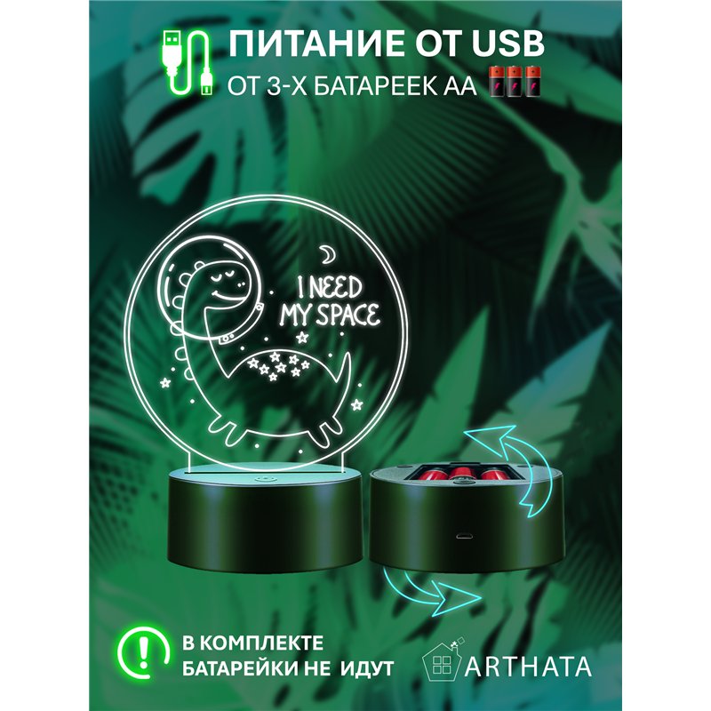 Детский ночник декоративный фигурка Динозавр в шлеме