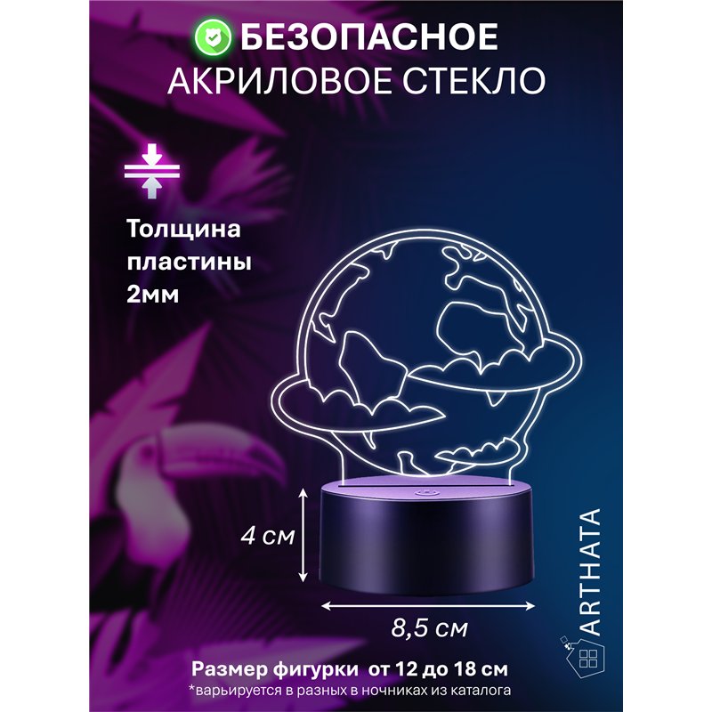 Светодиодный ночник космос фигурка Планета в облаках