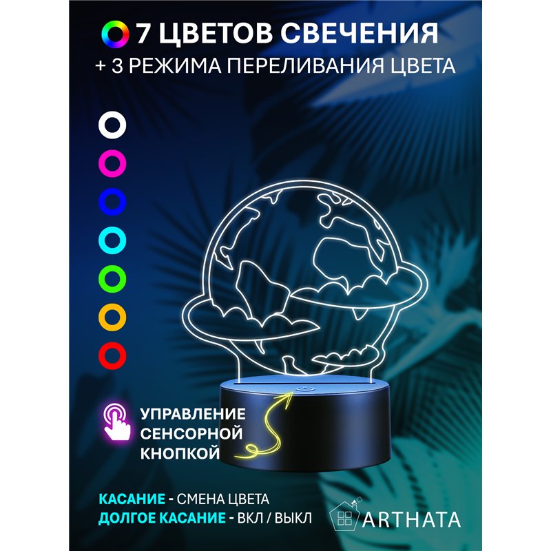 Светодиодный ночник космос фигурка Планета в облаках