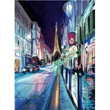Картина на холсте по фото Модульные картины Печать портретов на холсте ночной Париж - Фотообои Иллюстрации
