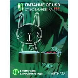 Детский Светильник ночник декоративный Зайчик с кармашком