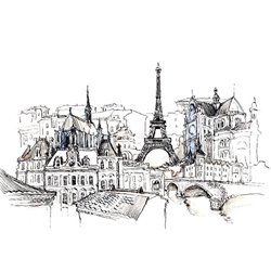 Париж - Фотообои Иллюстрации - Модульная картины, Репродукции, Декоративные панно, Декор стен