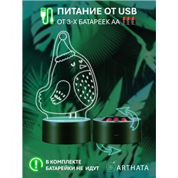 Детский ночник новогодний на батарейках Птица колпаке