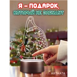 Детский ночник новогодний на батарейках Птица колпаке