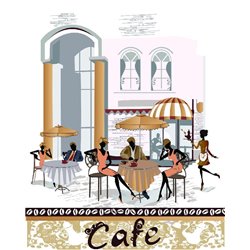 Кафе - Фотообои Иллюстрации - Модульная картины, Репродукции, Декоративные панно, Декор стен
