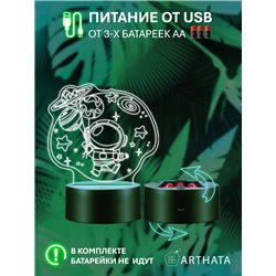 Детский Ночник космонавт с шарами светодиодный на батарейках
