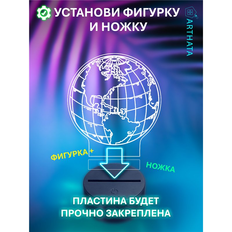 Светодиодный светильник ночник детский фигурка 3д планета