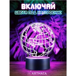 Светодиодный светильник ночник детский фигурка 3д планета