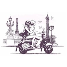 Картина на холсте по фото Модульные картины Печать портретов на холсте пара на мотоцикле - Фотообои Иллюстрации