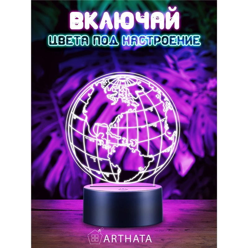 Светодиодный светильник ночник детский фигурка 3д планета