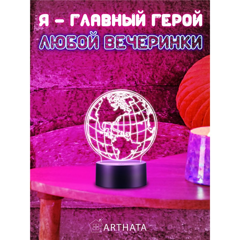 Светодиодный светильник ночник детский фигурка 3д планета