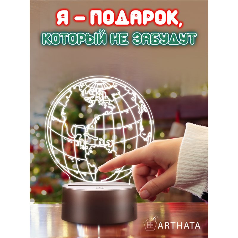 Светодиодный светильник ночник детский фигурка 3д планета