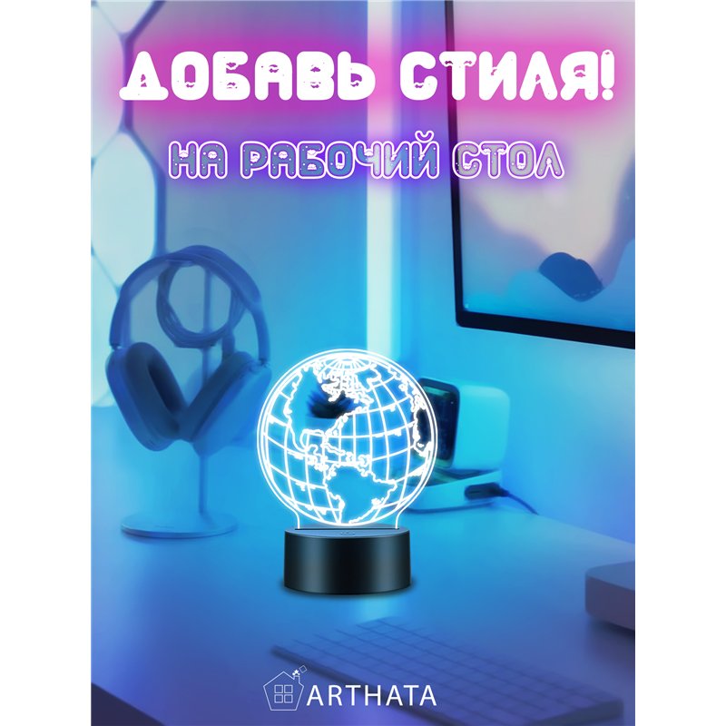 Светодиодный светильник ночник детский фигурка 3д планета