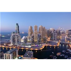 Картина на холсте по фото Модульные картины Печать портретов на холсте Сумерки над Дубаи - Фотообои Современный город|Дубаи