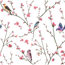 Птицы на ветках - Фотообои акварель - Модульная картины, Репродукции, Декоративные панно, Декор стен